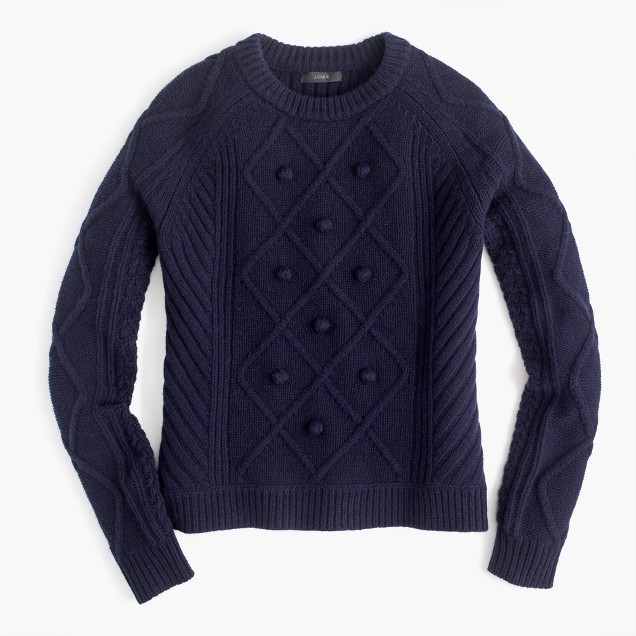 Cable pom-pom sweater in merino wool