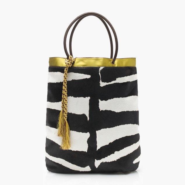 Collection tote in calf hair and leather
