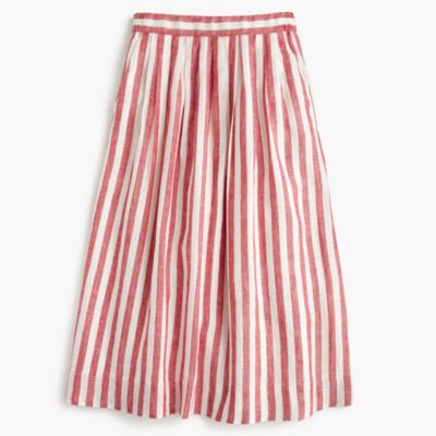 Midi skirt in striped linen Women Aline/Midi J.Crew