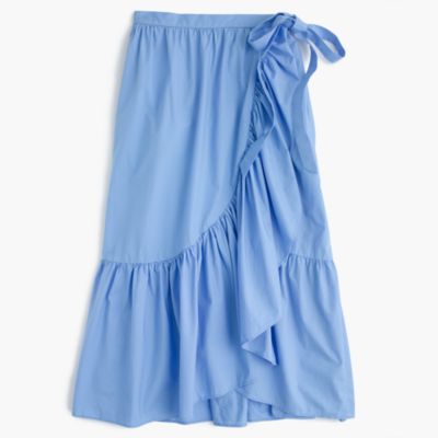 Ruffle wrap skirt in cotton poplin Women Aline/Midi J.Crew