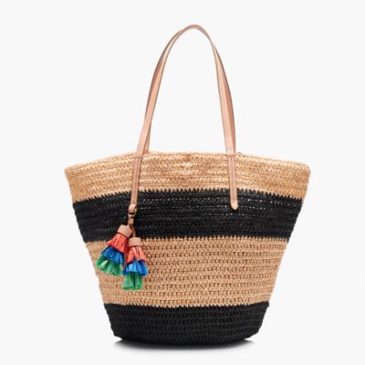 Striped straw market tote